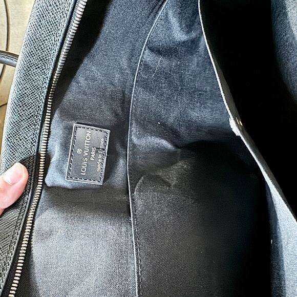 LOUIS VUITTON Authentic Men's Business Bag Briefcase Leather Black Round Zipper - Picture 7 of 8